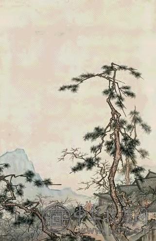 金城 仿马远山水 立轴 设色绢本