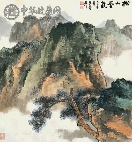 谢稚柳 松山云气 立轴 设色纸本