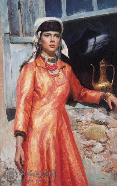 王永强 塔吉克姑娘 布面 油画