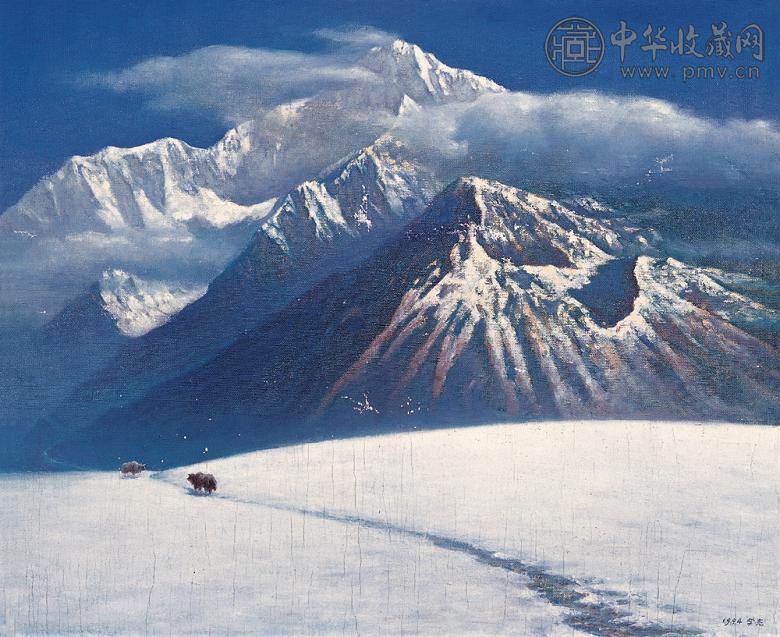 姜学亮 1994年作 雪山风光 油彩 麻布