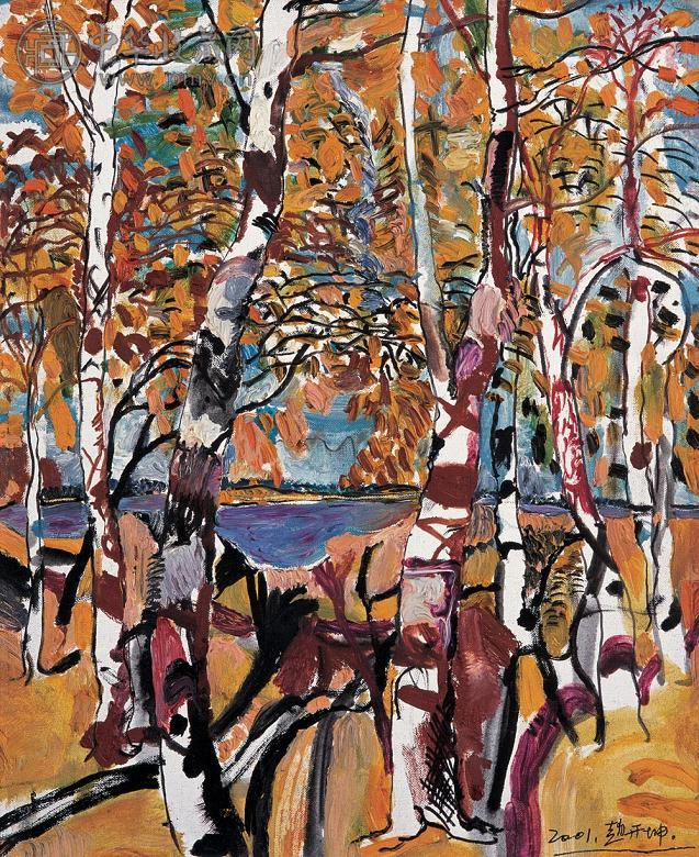 赵开坤 2001年作 白桦林 布面 油画