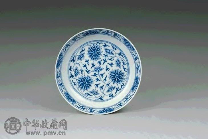 清光绪 青花缠枝莲盘