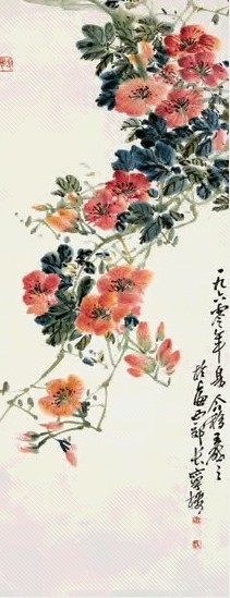 王个簃 1960年作 凌霄花 立轴
