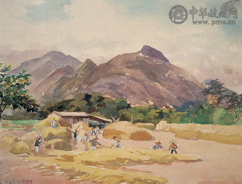 萧淑芳 1954年作 郊区龙泉雾 纸上 水彩