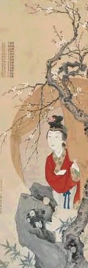 改琦 道光元年(1821年)作 梅花仕女 立轴 设色纸本