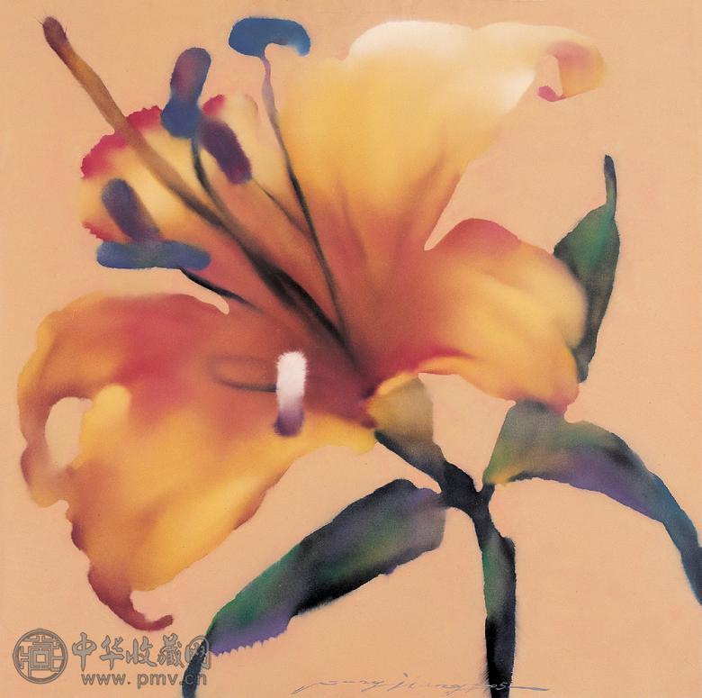 汪江 花卉 布面 油画