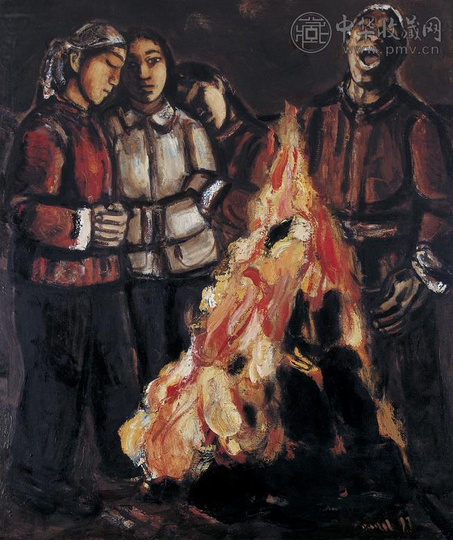 段正渠 歌唱者 布面 油画