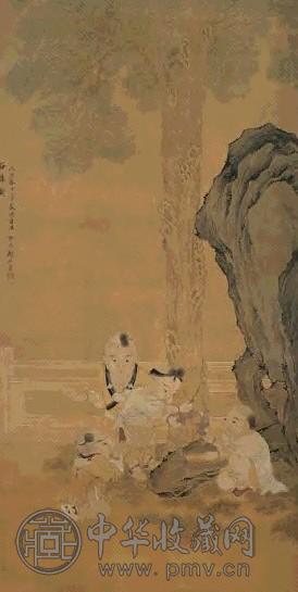 清 顾振基 浴麟图 轴