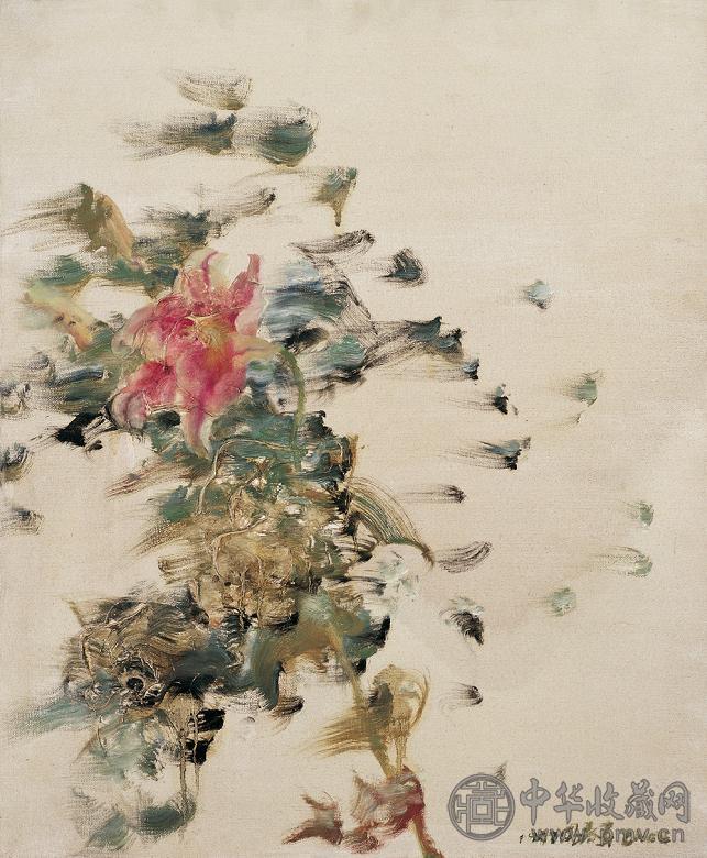 周春芽 1997年作 风中玫瑰 油彩 布面