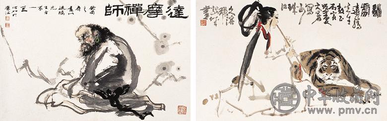 张绍城 吴佰如 人物(2帧) 镜心 设色纸本