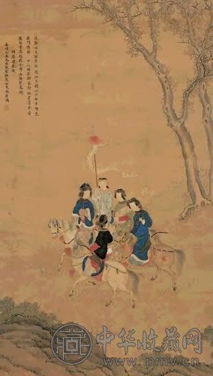 仇珠 昭君出塞 立轴 设色绢本