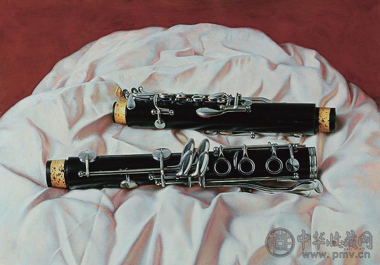 曹以宏 2001年2月作 黑笛 布面油画