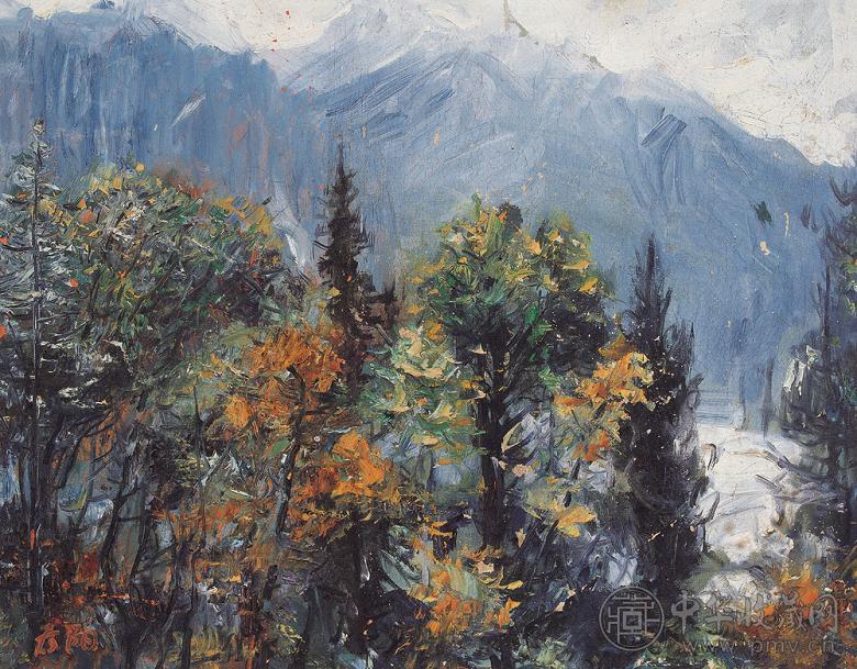 阳太阳 风景 布面油画