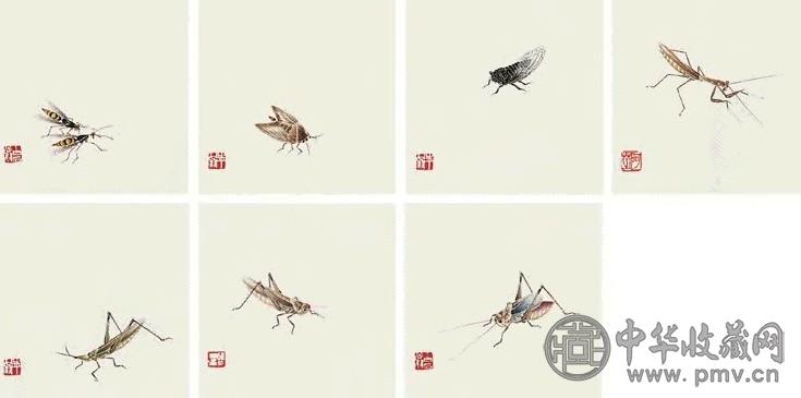 齐白石 草虫 册页(8开) 设色纸本