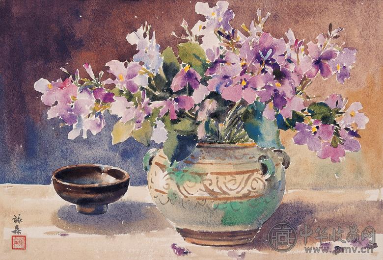 李咏森花卉 纸本水彩