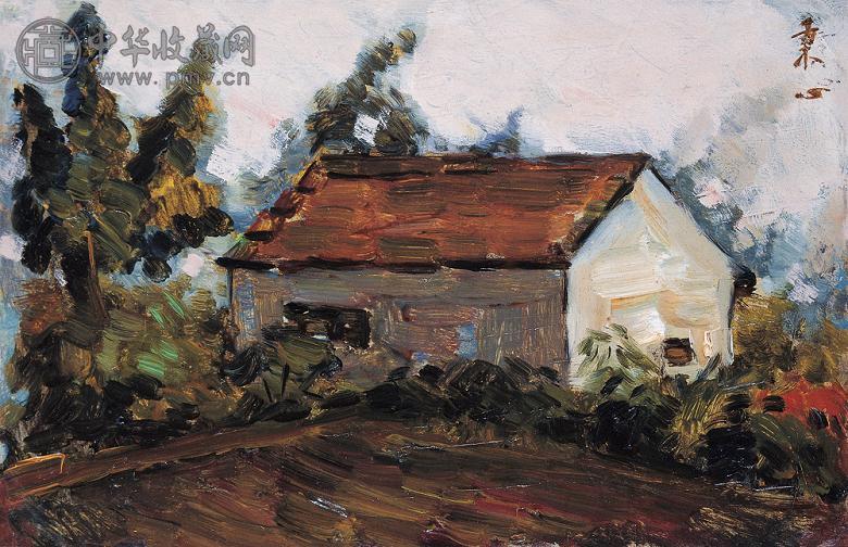 戴秉心 风景 木板 油画