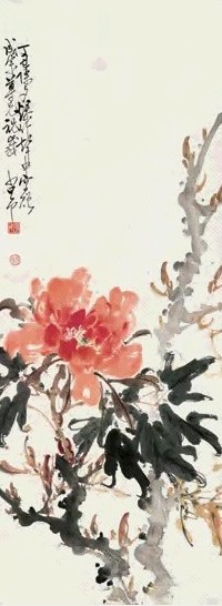 赵少昂 丁丑(1937年)作 牡丹图 立轴 设色纸本