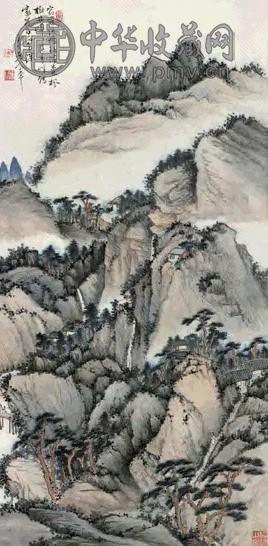 陈半丁 深山访友图 镜心 设色纸本