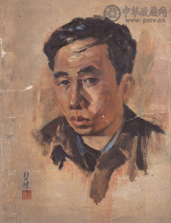 徐悲鸿 肖像 纸本 油画