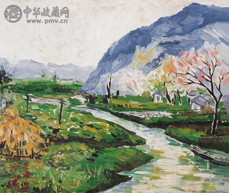 沙耆 风景 布面油画