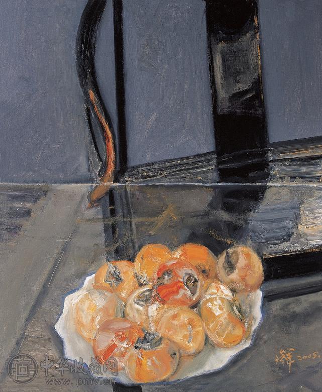 杨参军 秋柿 布面 油画