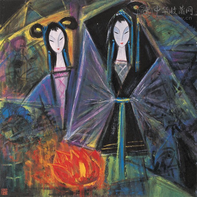 林风眠 仕女 纸本 彩墨