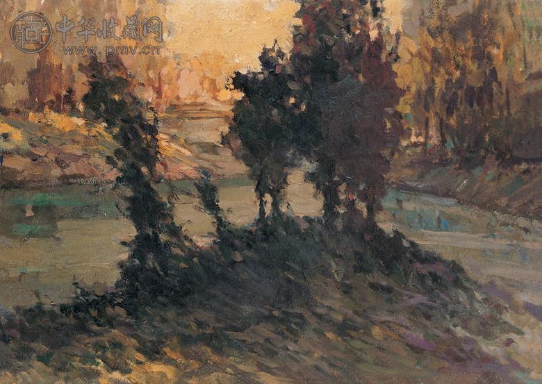 徐甫堡 1980年作 林间的秋阳 布面 油画