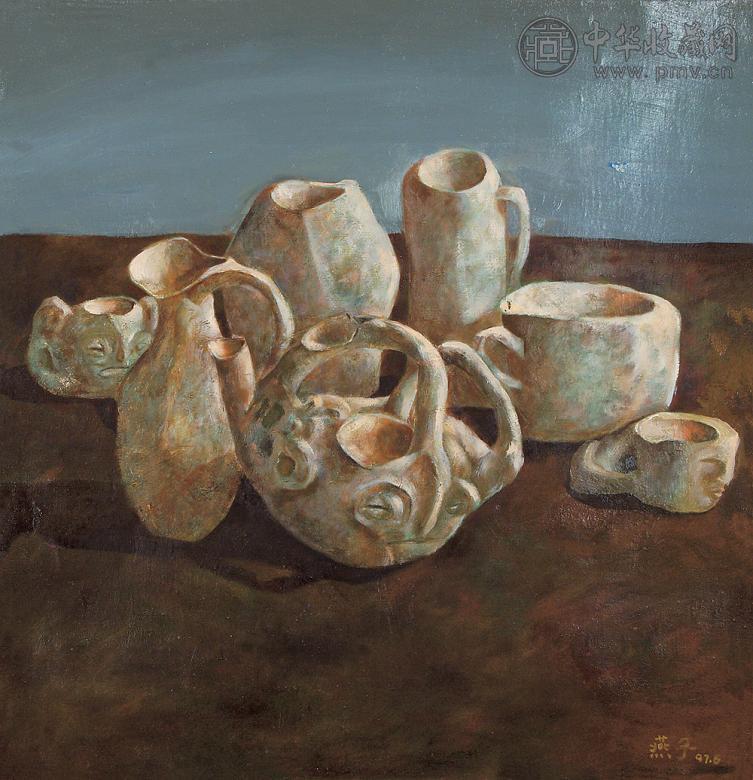 石燕 1997年作6月作 《陶》系列一 布面油画