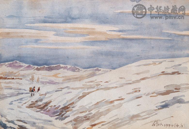 吴作人1944年作 风景一 纸本水彩