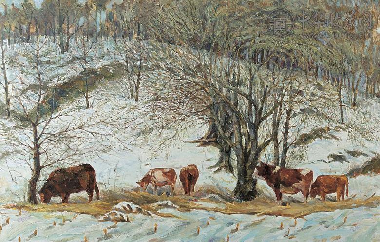 张春丽 山坡 布面油画