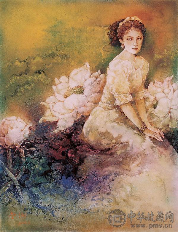 高金洲 2003年 莲之韵 纸本 水彩