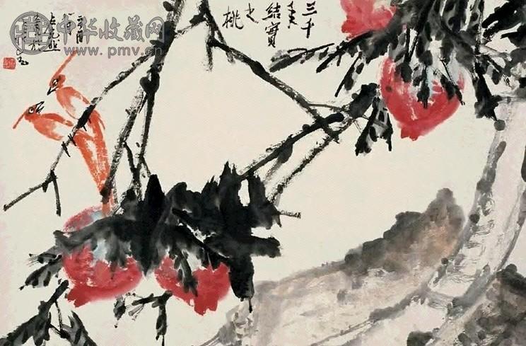 卢光照 三千年结实之桃 镜心 设色纸本
