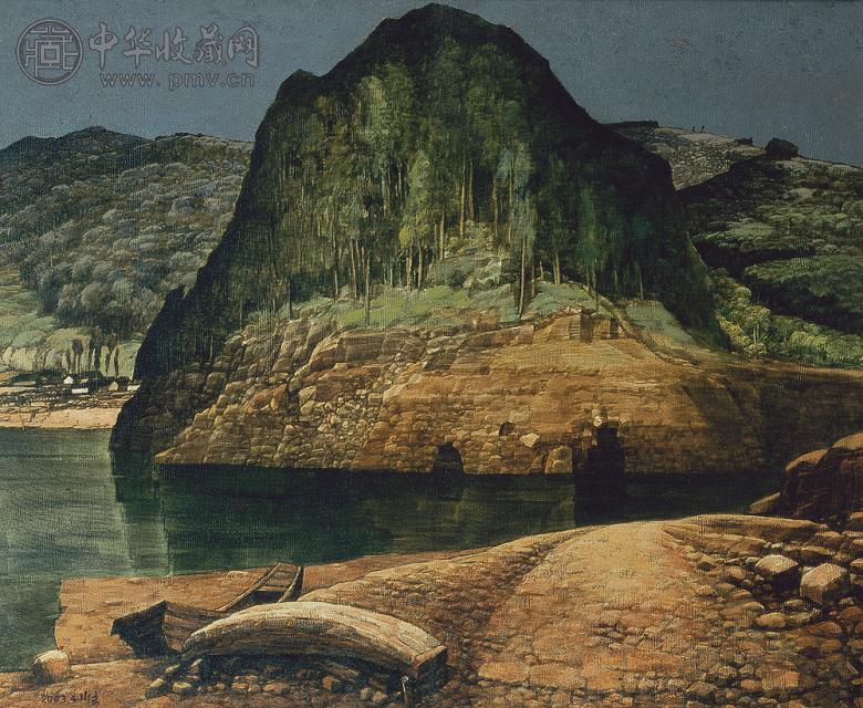 王水清 2003年8月作 水库风景 布面油画