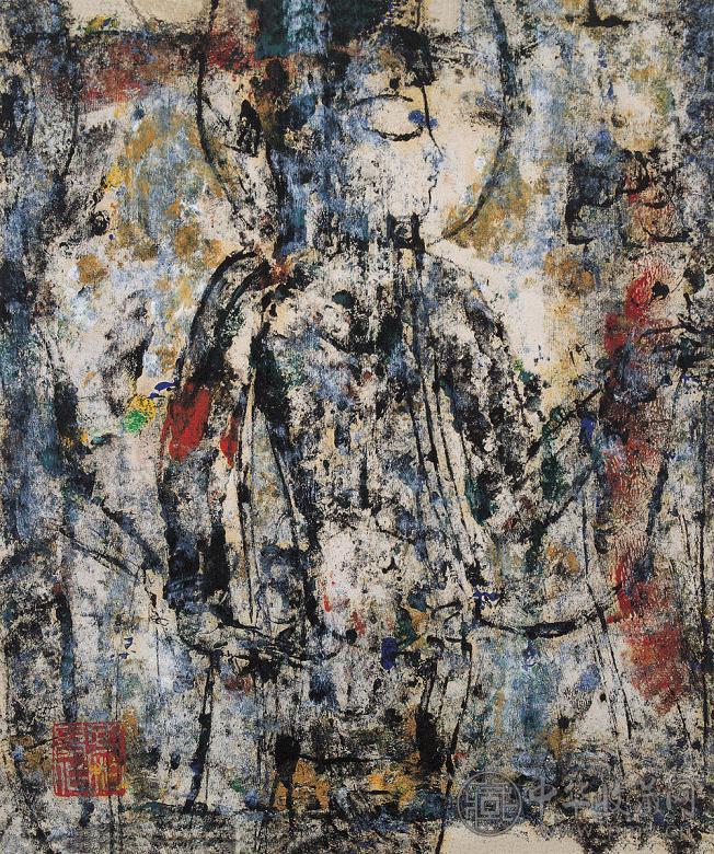 孔柏基 莫高窟佛像 纸本 油画