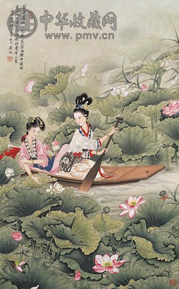 黄均 1980年作 采莲图 镜心 设色纸本