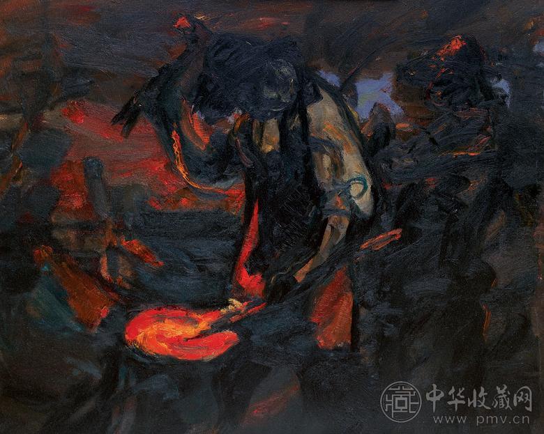 王敬武 打铁汉 布面油画