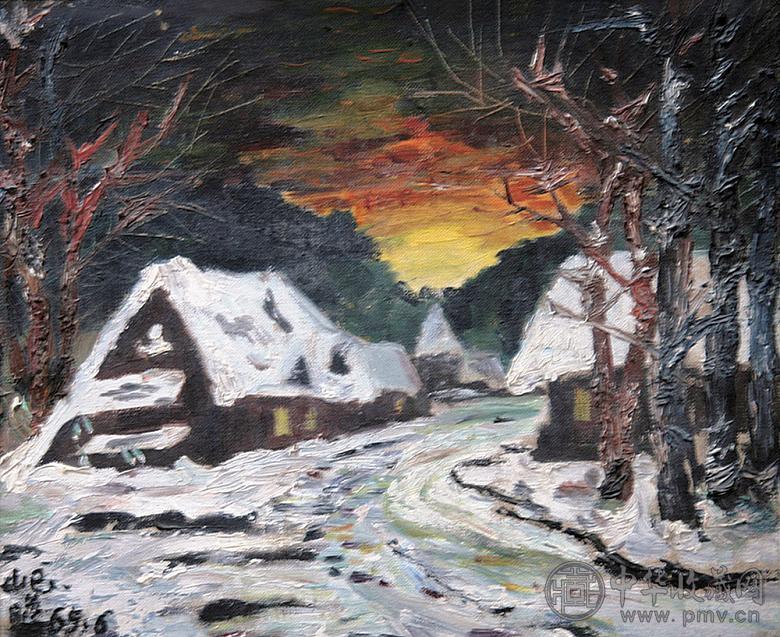 朱屺瞻 1965年作 雪景 布面 油画