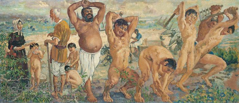 徐悲鸿 1940年作 愚公移山 油彩 布面