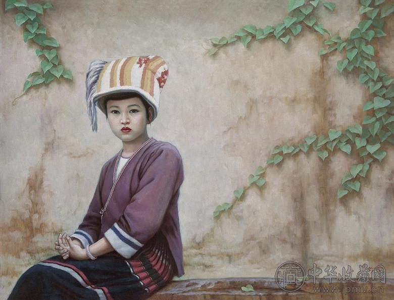 冼小前 1993年作 山寨苗妹子 布面 油画