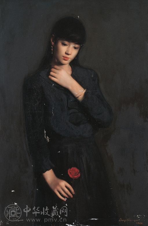 董启瑜 1988年 少女情怀 布面 油画