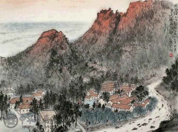 魏紫熙 1972年 桃花涧工人新村 镜心 设色纸本