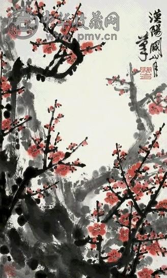 关山月 红梅图 轴 纸本设色