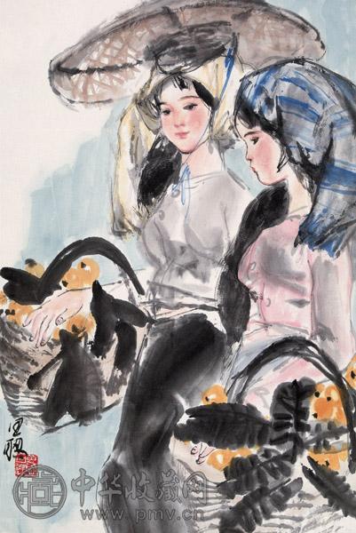 周思聪 姐妹 设色纸本