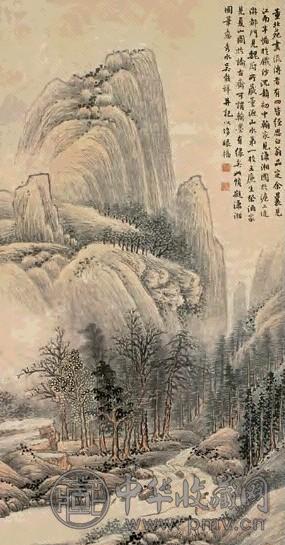 吴穀祥 潇湘图 立轴 设色纸本