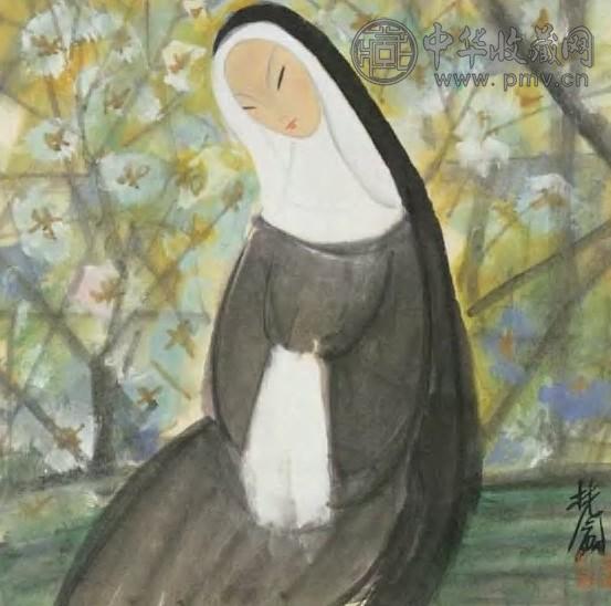 林风眠 近代 修女 镜心