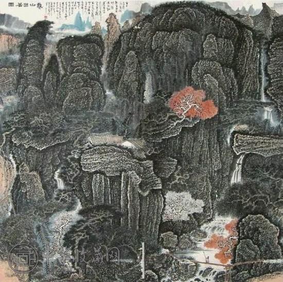 黄秋园 山水 镜心 设色纸本