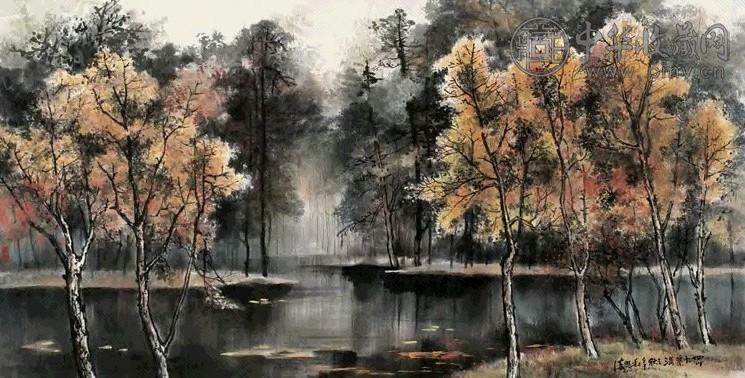 魏照涛 九寨沟秋色 横披 设色纸本