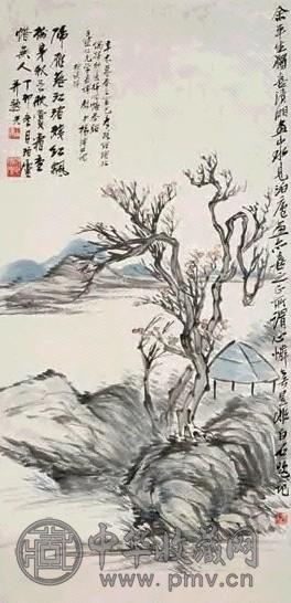 杨泊庐 1927年作 山水 镜心 设色纸本
