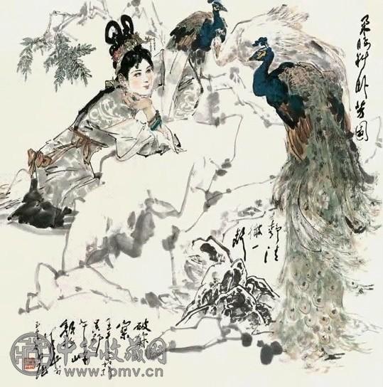 颜梅华 2002年作 柔腰斜卧芳园静 立轴 设色纸本