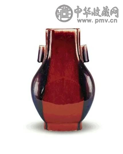 清 光绪 窑变穿带方瓶